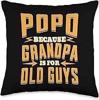 Vista 1 de Popo Because Grandpa is for Old Guys Grandpa Gifts Popo Old Guys Father's Day Grandpa - Almohada de 16 x 16 pulgadas, multicolor