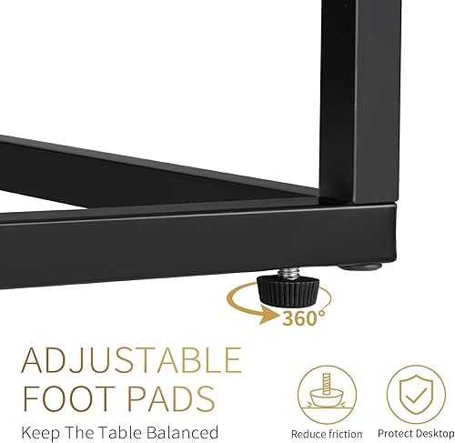 Miniatura 8 de Juego de 2 mesas auxiliares en forma de C, mesa de sofá delgada para sofá y cama, mesas de sofá que se deslizan por debajo, mesas auxiliares