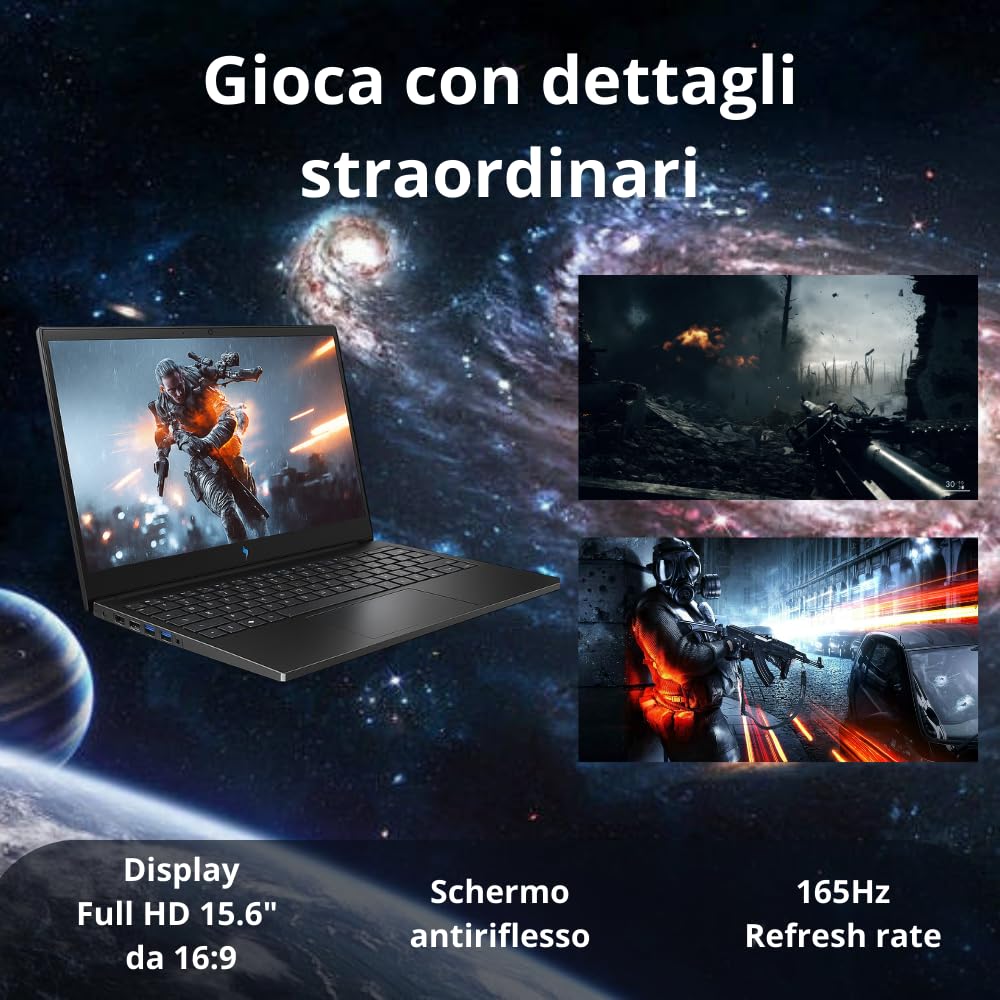 Acer Nitro V15 Pc Gaming, Notebook Gaming Cpu Intel Core 7 240H, 32GB RAM DDR5, SSD 1TB, Display 15,6" FHD IPS 165 Hz, NVIDIA GeForce RTX 3050 (6 GB GDDR6), Tastiera Retroilluminata, Pc Portatile