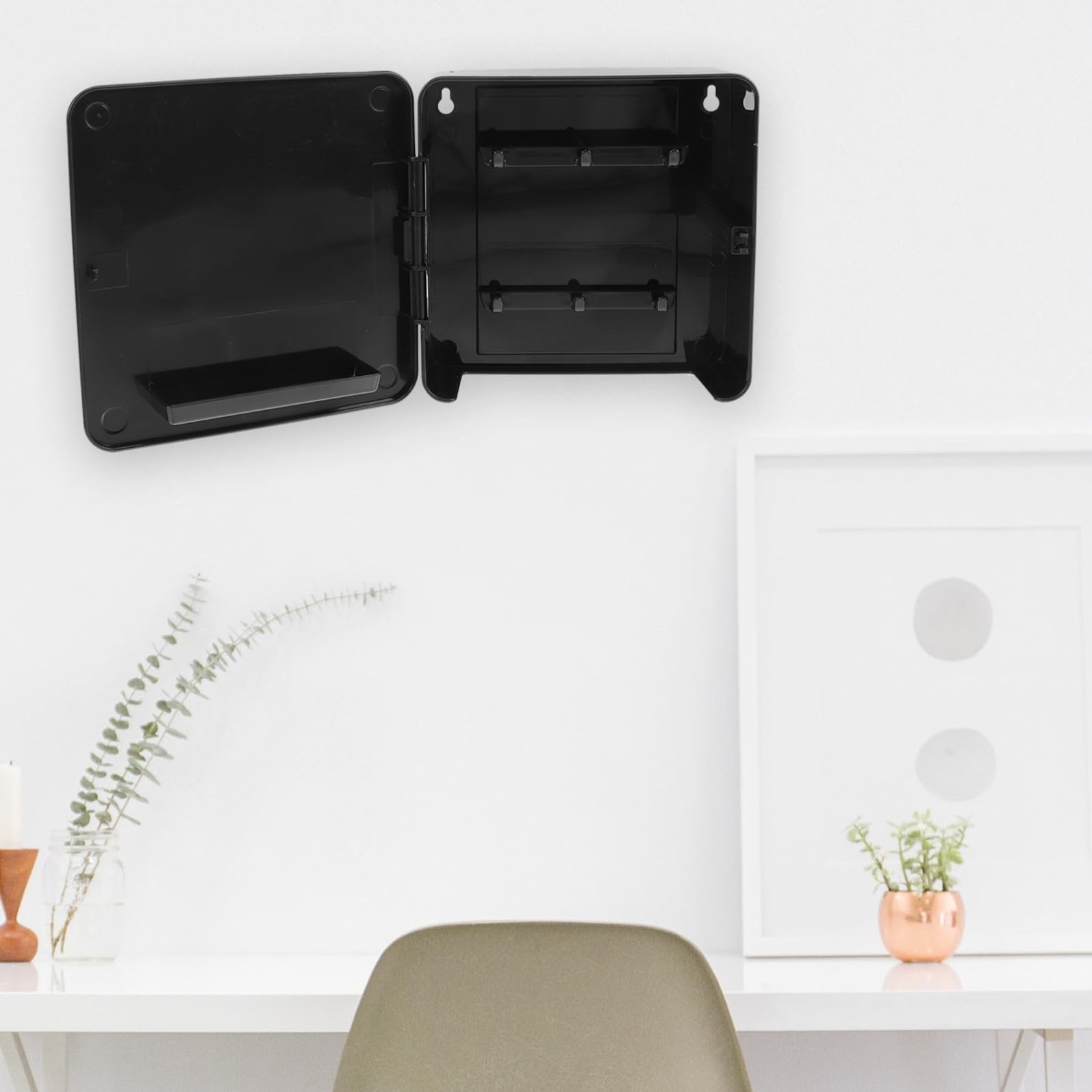 SHINEOFI Portachiavi da Parete Moderno in Plastico Nero Calamite Forti, Organizer Magnetico Multifunzionale per Chiavi e Lettere, per Ingresso Casa