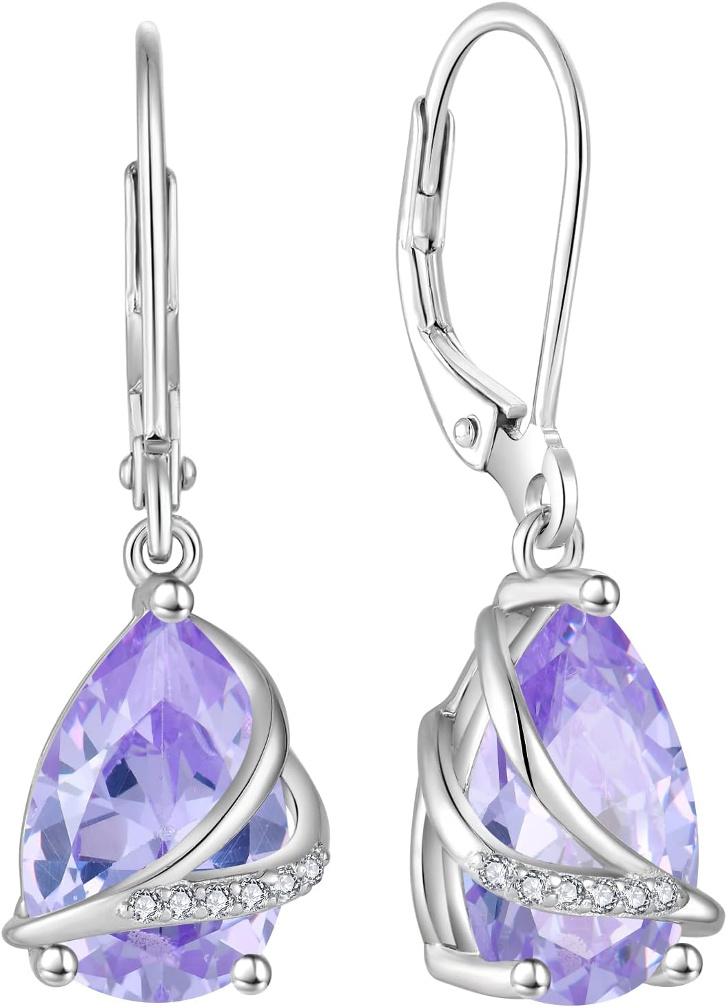 Rocayi Birthstone Dangle Drop Earrings for Women 925 Sterling Silver Teardrop Leverback Earrings Jewelry Gifts for Wife Mother Her