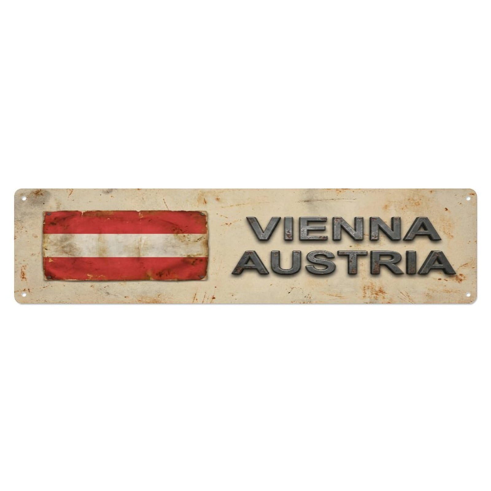 Tgrcjimh Style Metal Tin Sign Vintage Vienna Austria Flag Decor Rustic Travel