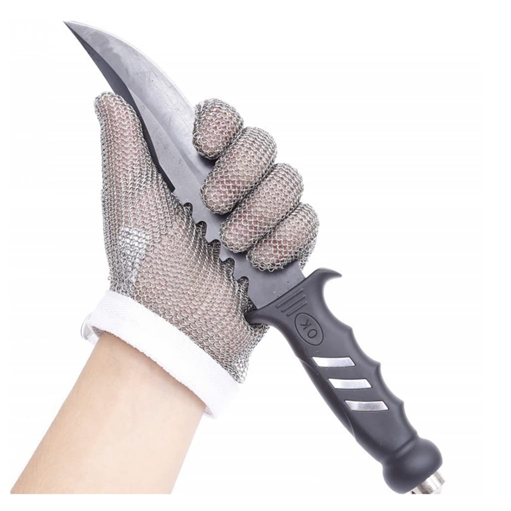 Kettenhandschuh Schnittfeste Handschuhe Aus Edelstahl, rutschfeste, Verschleißfeste Metallkettenhandschuhe, Gartenhandschuhe Zum Holzschnitzen Und Glasschneiden (Size : 1PCS/XL)