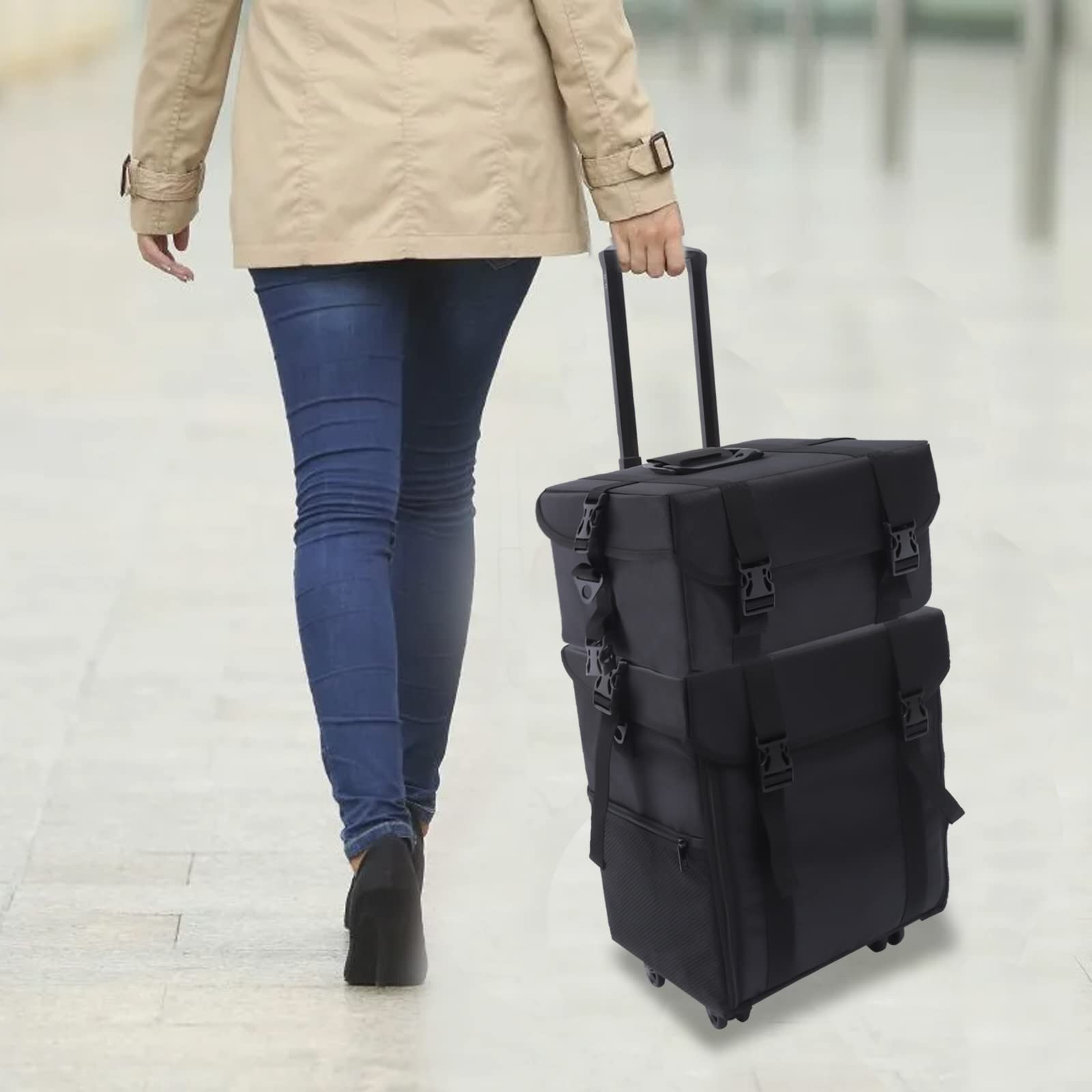 2 in1 Kosmetik Trolley Kosmetikkoffer, Schubladen Make up Koffer Nagelkkoffer Beauty Case Friseur Box Multikoffer, Make-up Reisen Friseure Friseurkoffer & Wheels