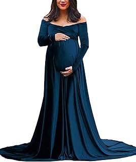 Maternity Dress for Photoshoot Long Sleeve Golden Velvet Maxi Mopping Dr...