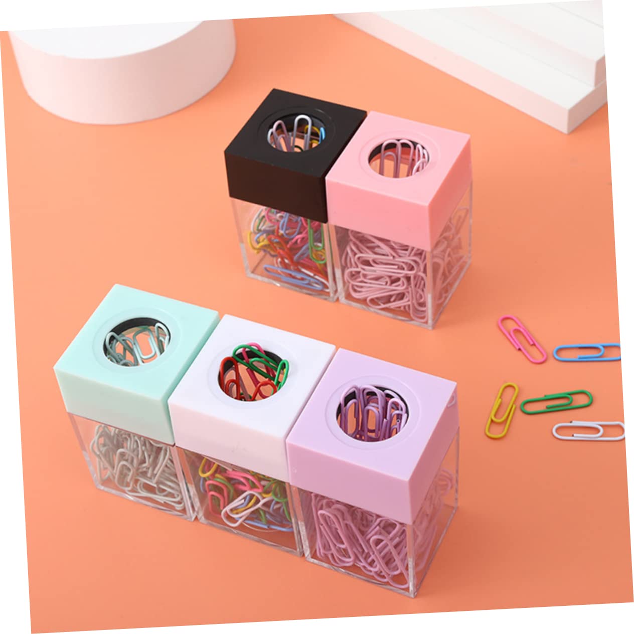 Lurrose 9piezas Contenedor Magnético Para Clips De Papel Transparente Organizador De Escritorio Para Oficina y Escuela