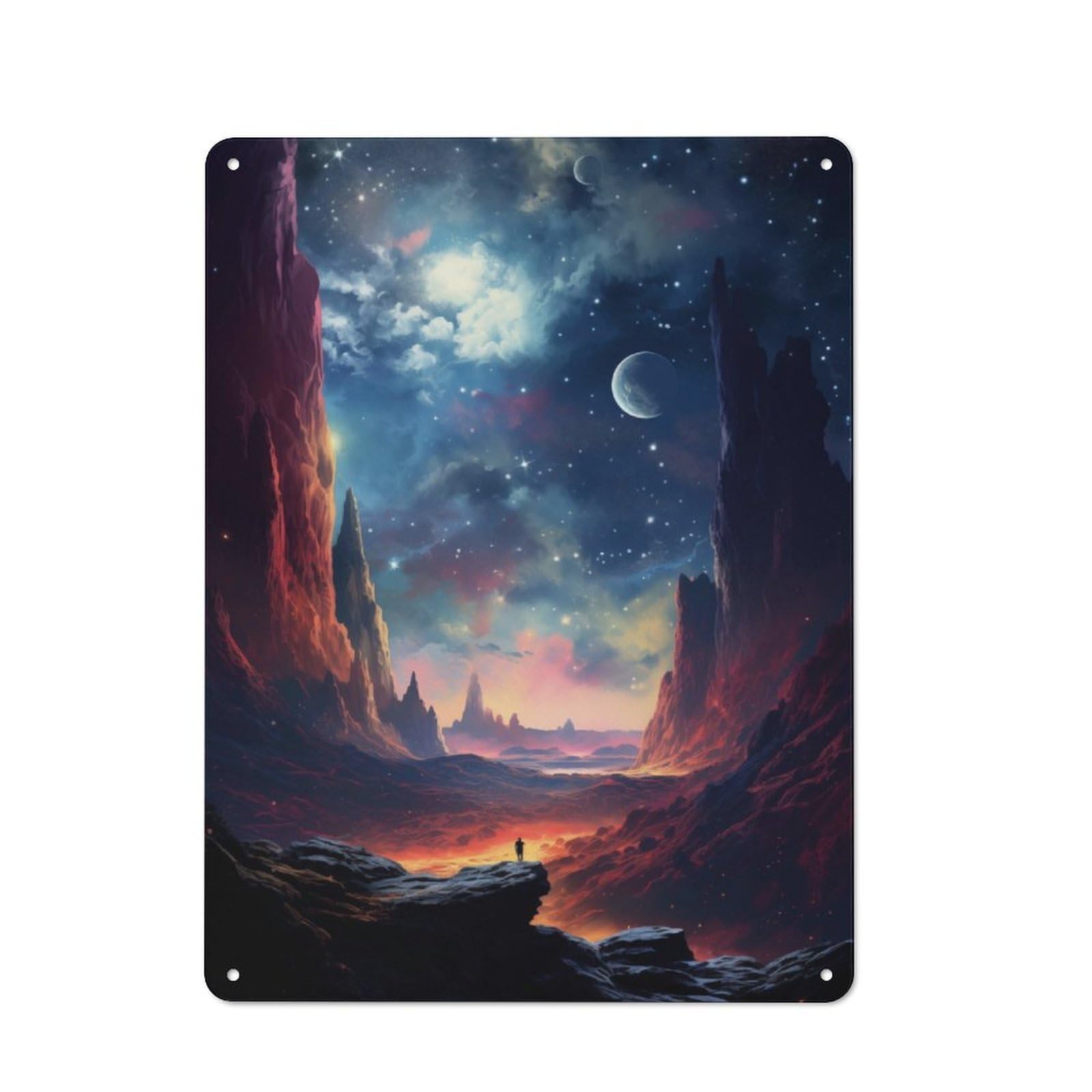 Junmoney Deep Space Printed Metal Sign 40X30cm For Living Room Or Hallway, Suited To Hallway Decor Fans