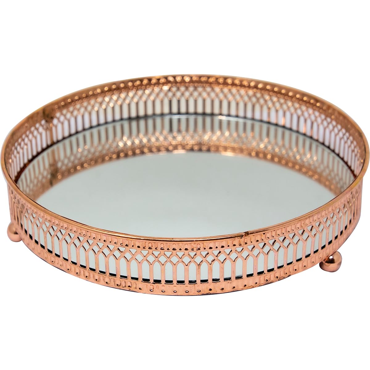 SET OF 2 BRONZE MIRROR BASE CANDLE PLATE INDOOR DECORATION ANTIQUE GIFT 20CM NEW