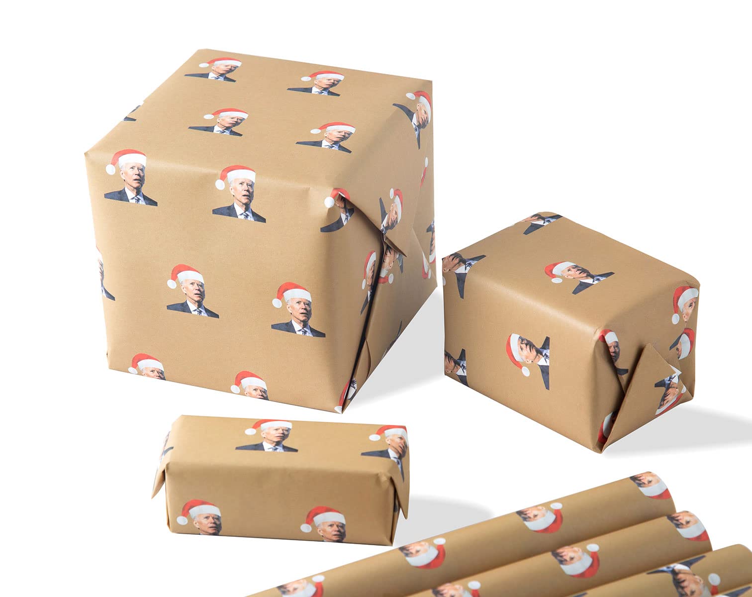 ZIGFRUIT 10 Sheets Funny Biden Christmas Holidays Wrapping Paper Roll for Gifts 17”x27.5” Per Sheet?10 Sheets in A Roll Not Folded Sheets?