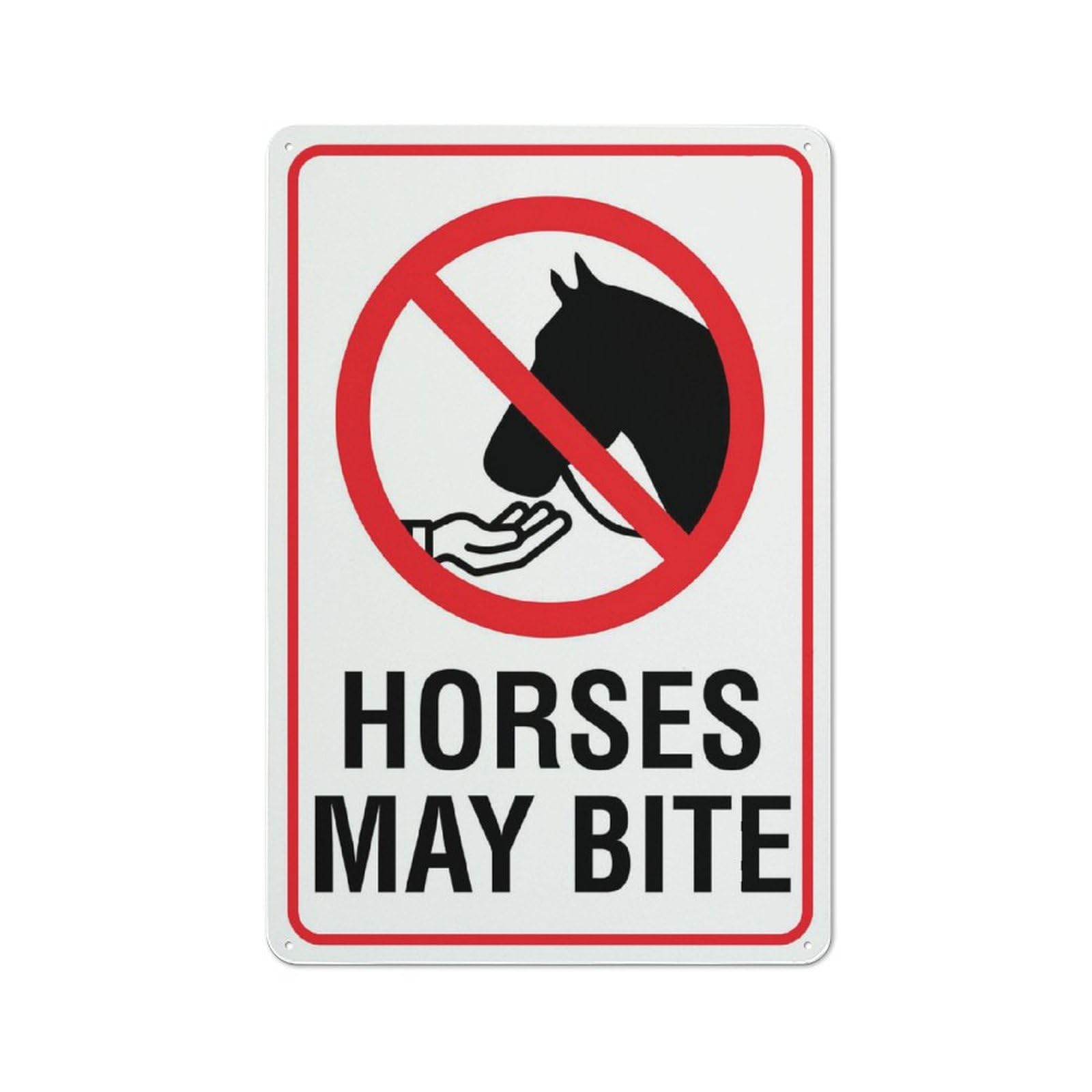 Horses May Bite Sign Metal Signs 12X8 Inch Rust Free Aluminum,Uv Ink Printing,Durable/Weatherproof Outdoor For Home