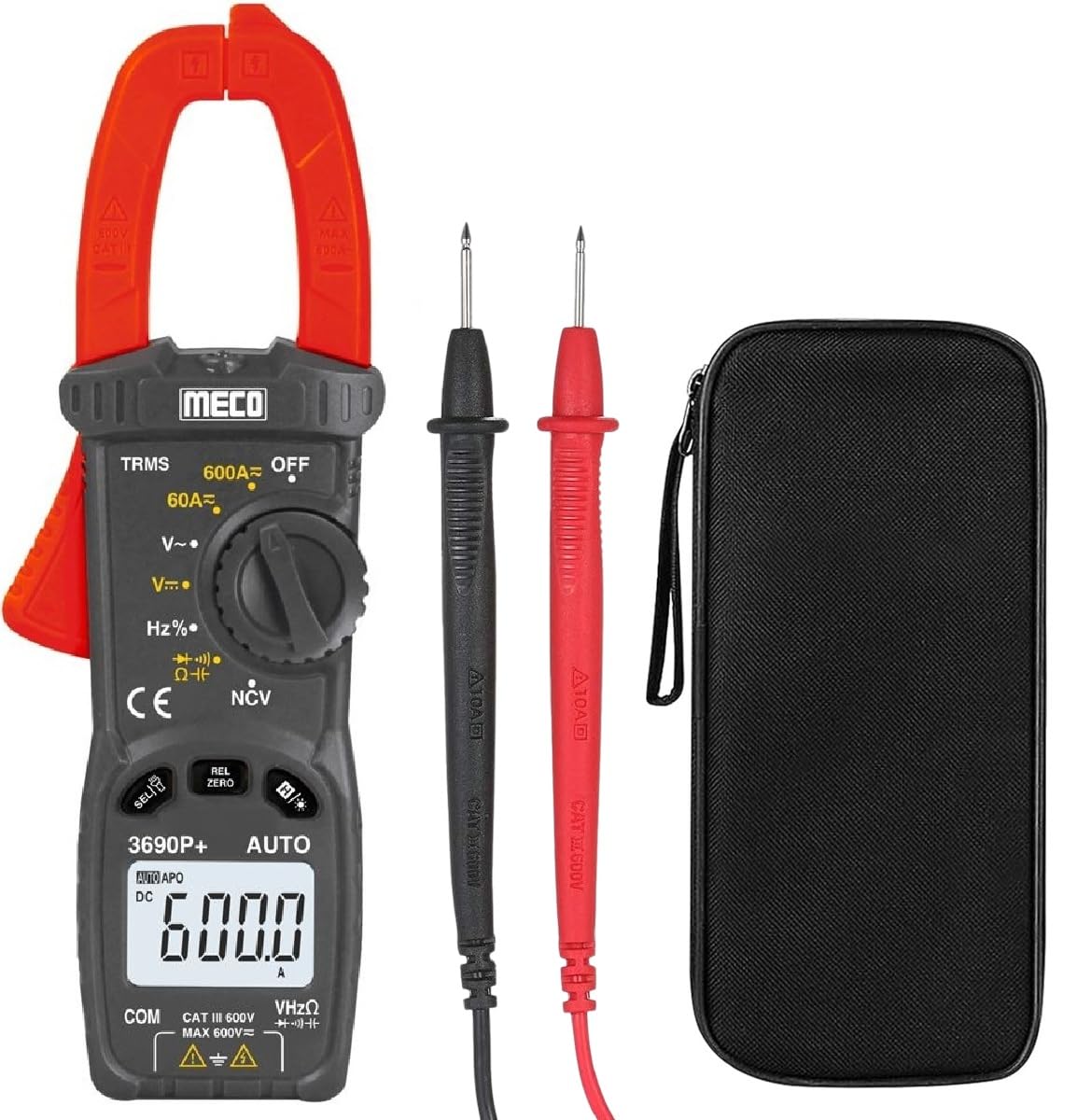 MECO 3690P+AUTO 3 ⅚ Digit / 6000 Counts 600A DC/AC Current TRMS Autoranging with Frequency, Capacitance, Duty Cycle, Data Hold, Back Light, NCV (LED, Buzzer, EF Strength) Auto Power Off Clamp meter-image-17
