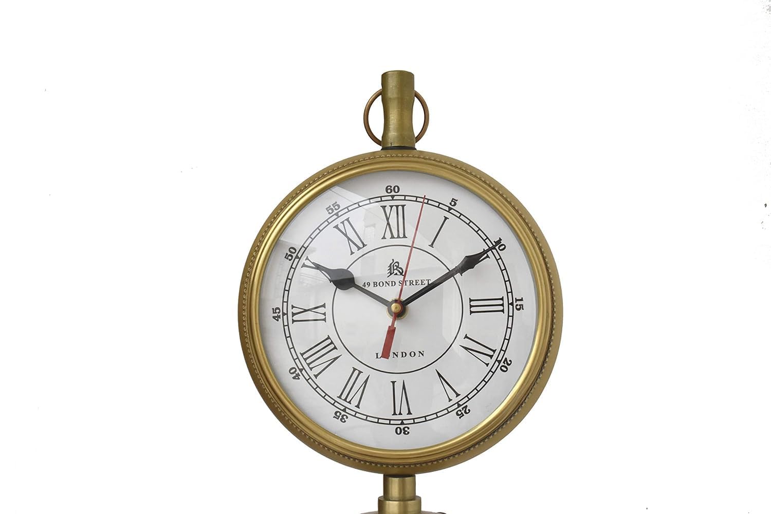 49 Bond Street Vintage Style Tripod Clock, Brass and Wood Stand