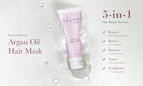 Vista 7 de Nuuvo Haircare - Mascarilla capilar de aceite de argán – 1.5 onzas, tratamiento de mascarilla capilar para cabello seco o dañado, calidad de salón