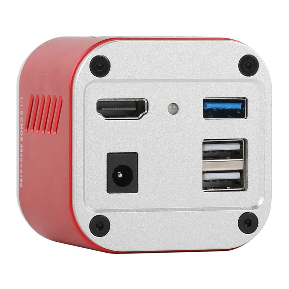 4K 8MP HDMI USB Cámara de medición de microscopio Industrial Grabadora de Video de Almacenamiento en Disco U y Lente de Montaje en C 200X con luz de Anillo Ajustable de 56 LED
