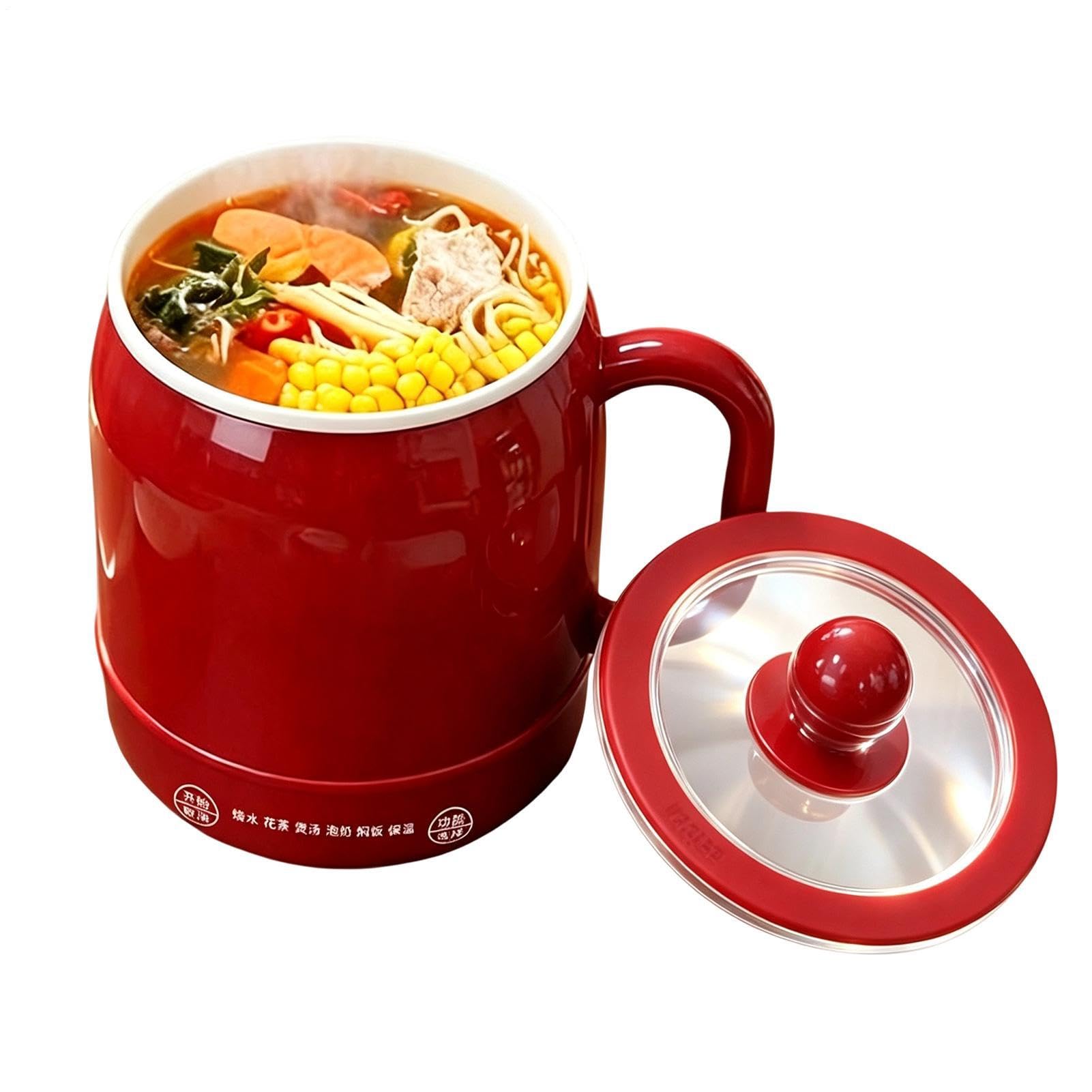 Pentola da zuppa , 800 ml, manico ergonomico, antiaderente, con | Pentola portatile a cottura lenta con coperchio per casa, cucina, ufficio, viaggi, dormitorio, picnic, viaggi su strada, cibo