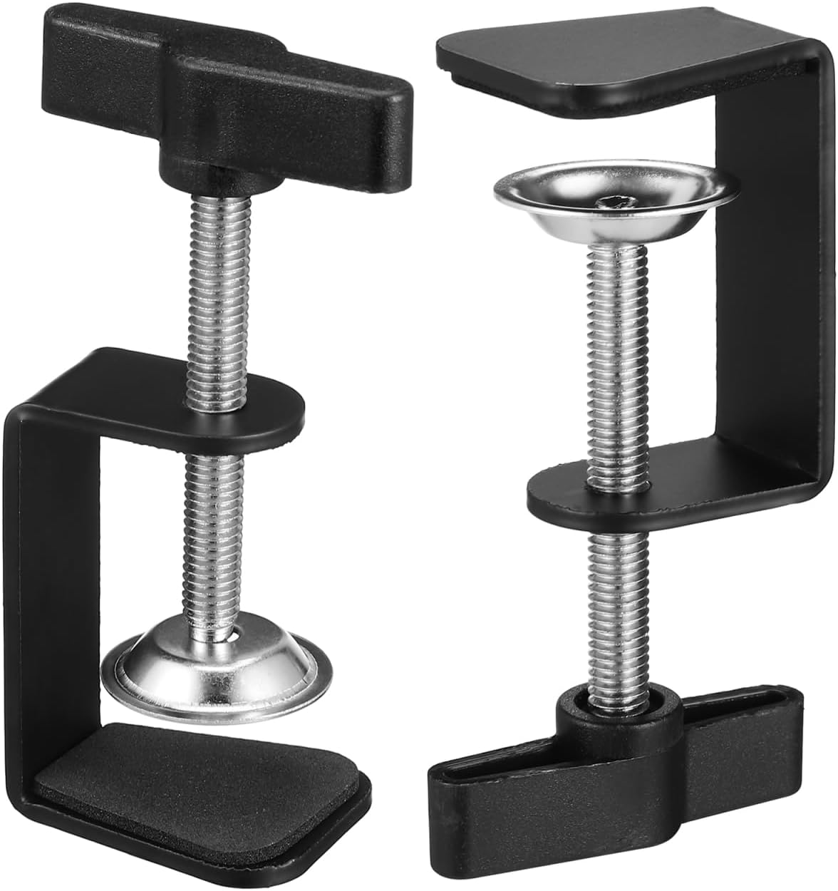 Balacoo 2 Pcs Universal Desk C-Clamp for Desktop Mount Holder, 3.3"-5.3" | Black Aluminum Heavy Duty C-Clamp Base Stand, Adjustable Work Surface Mounting Screw Support Clamp for Mount Carts Benches