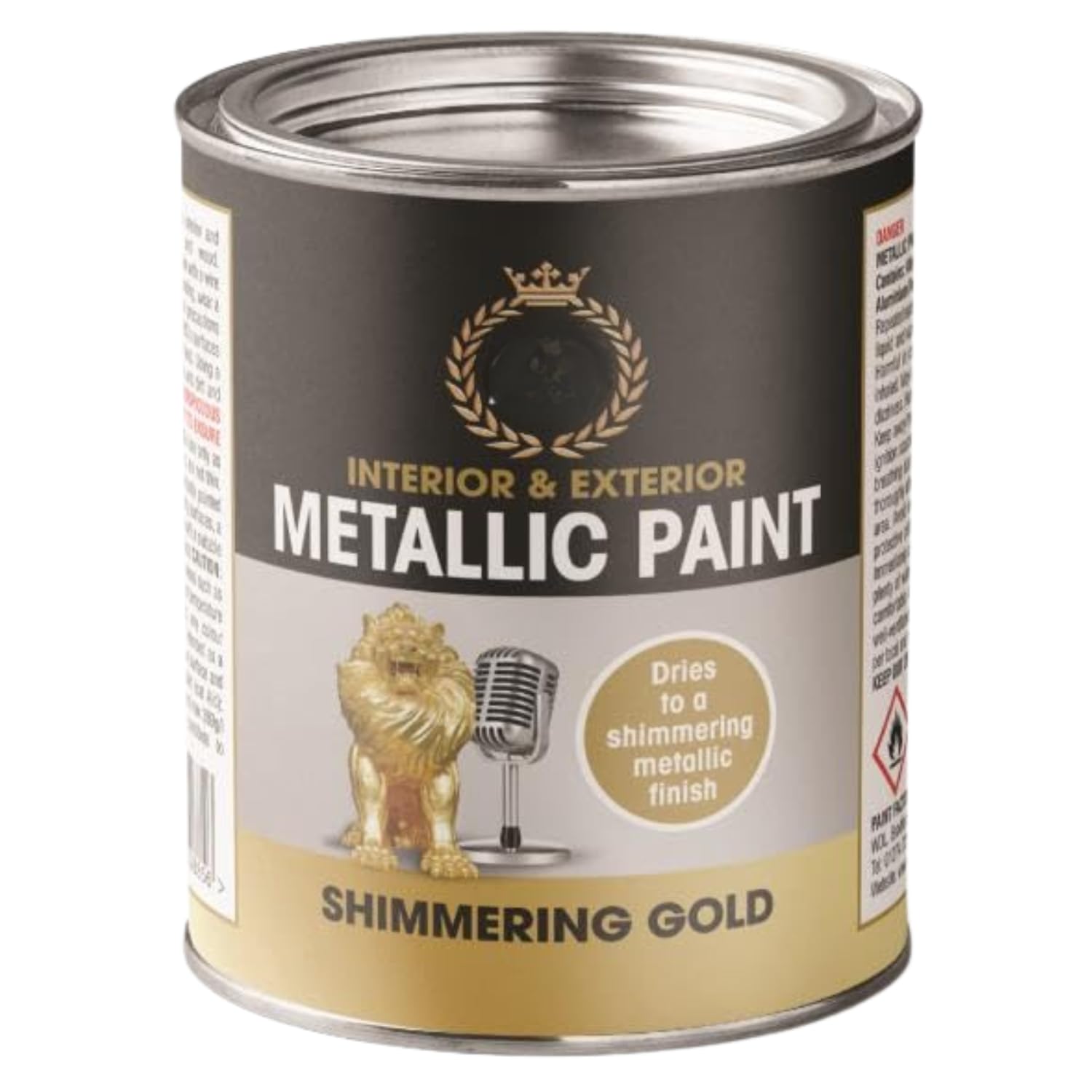 Inspired Essentials 300ml Non Drip Paint Tin Exterior Interior Hard Drying Performance Multi-Purpose Tin for Metal, Wood, Plastic, Walls with Perfect Finish (2, Metallic Gold)