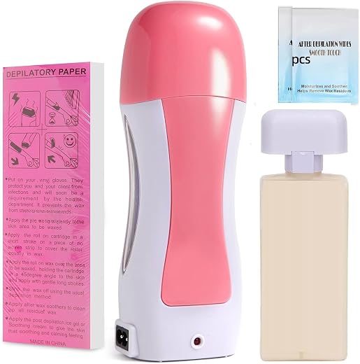 CUVLY Wax Heater Machine Roll on Hair Removal Wax Heater Refill Cartridge Wax Strips With Wipes Waxing kit for Women Combo...