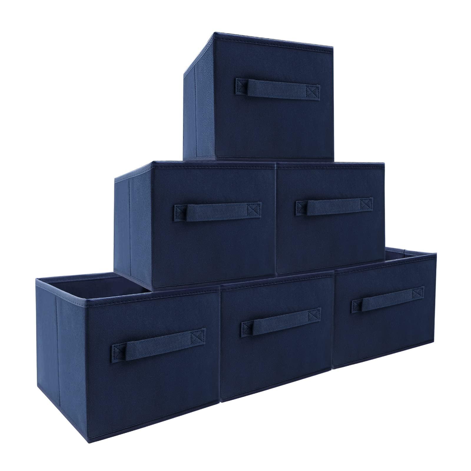 EBIGIC Contenedores de almacenamiento pequeños, organizador de almacenamiento de tela plegable de 9 x 7.5 x 7.5 pulgadas, paquete de 6, mini caja de almacenamiento, apto para armario, sala de estar