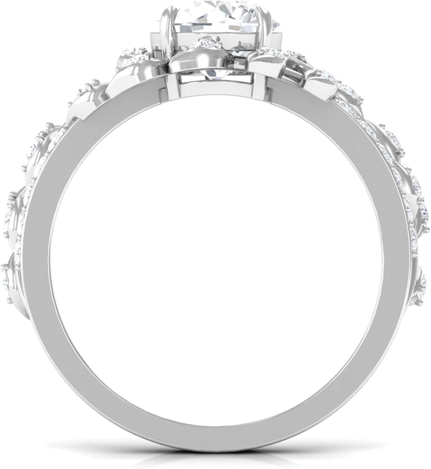 Certified Moissanite Vine Engagement Ring, D-Vs1 Quality, Brilliant Cut Moissanite Flower Ring - Ready To Gift