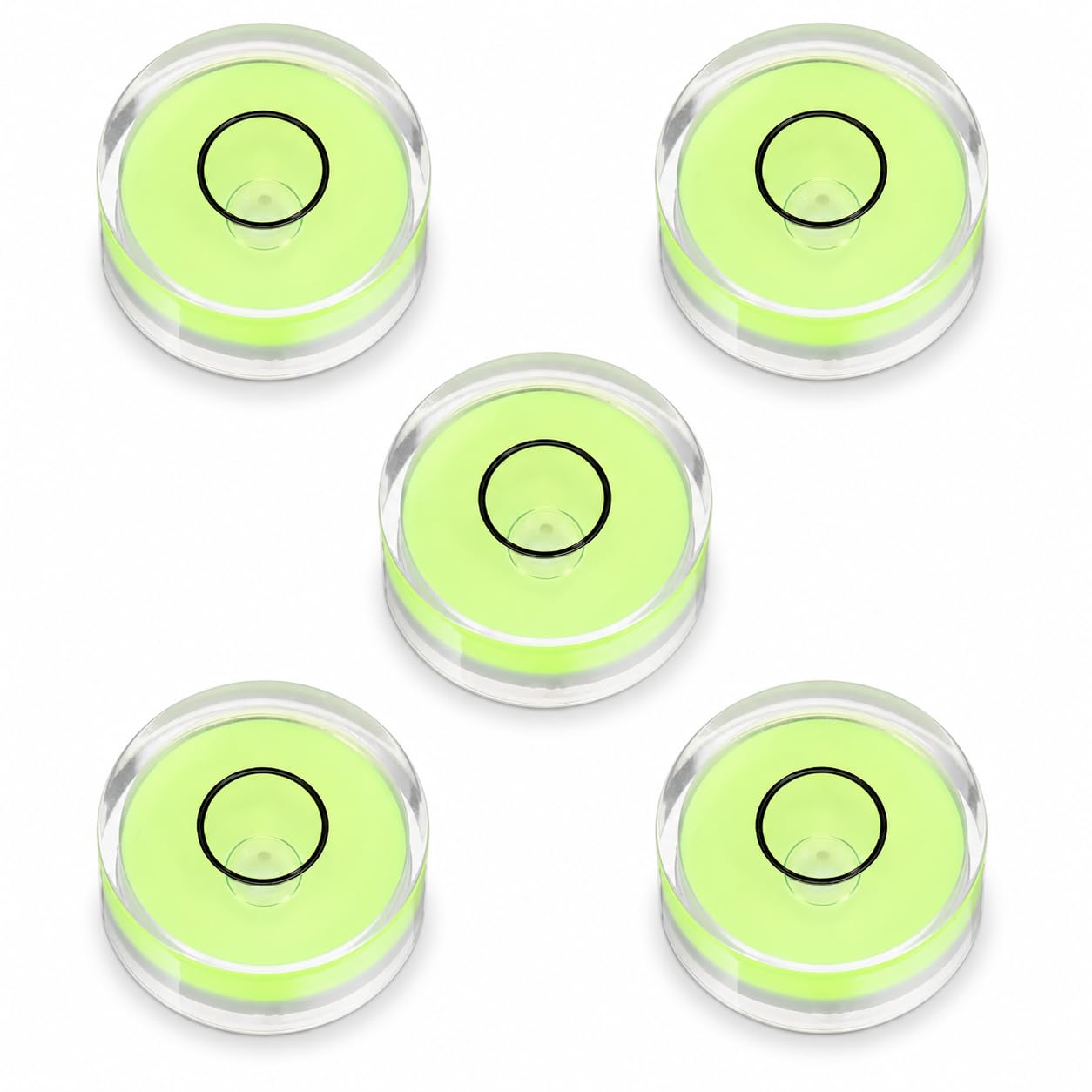 Uadme 5Pcs Mini Round Bullseye Spirit Level Bubbles 15x8mm, Circular Bubble Levels for Leveling Camera Tripod Telescope Workshop Turntable Picture Frames & DIY Projects, Green
