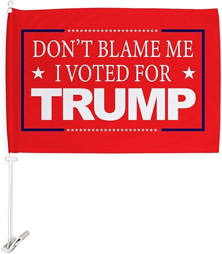 Miniatura 2 de Trump Flag Paquete de banderas rojas de coche con pancarta de arco iris, LGBTQ Pride Month Vehículo Decoración de ventana de automóvil, soporte de