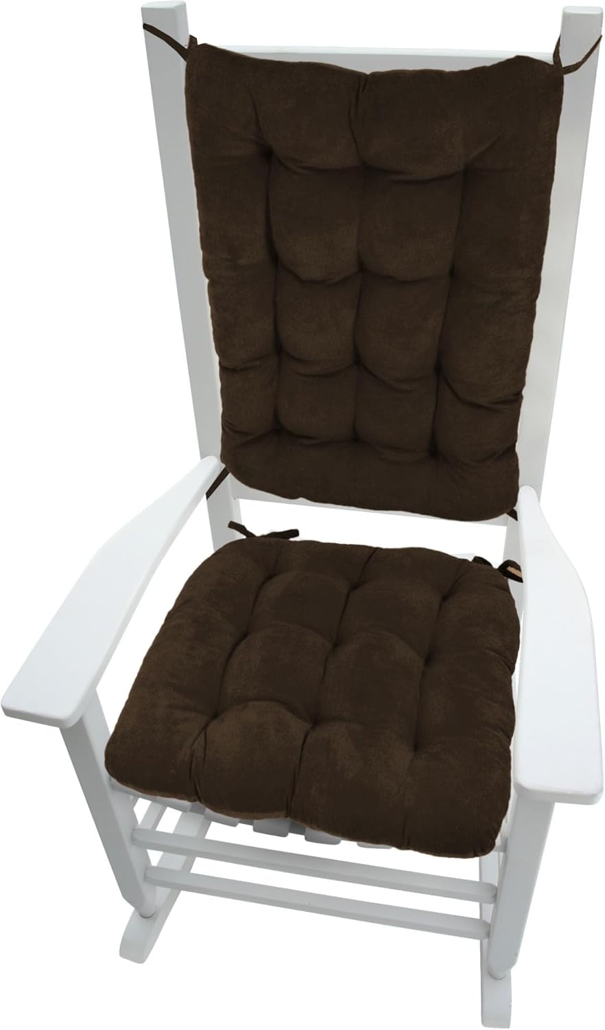 Barnett Home Decor Brisbane Natural Rocking Chair Cushions - Latex Foam Filled Rocker Seat Pad 16.5 x 18 and Back Rest Cushion 21 x 16 - Reversible - Made in USA (Ivory-Cream/Small)