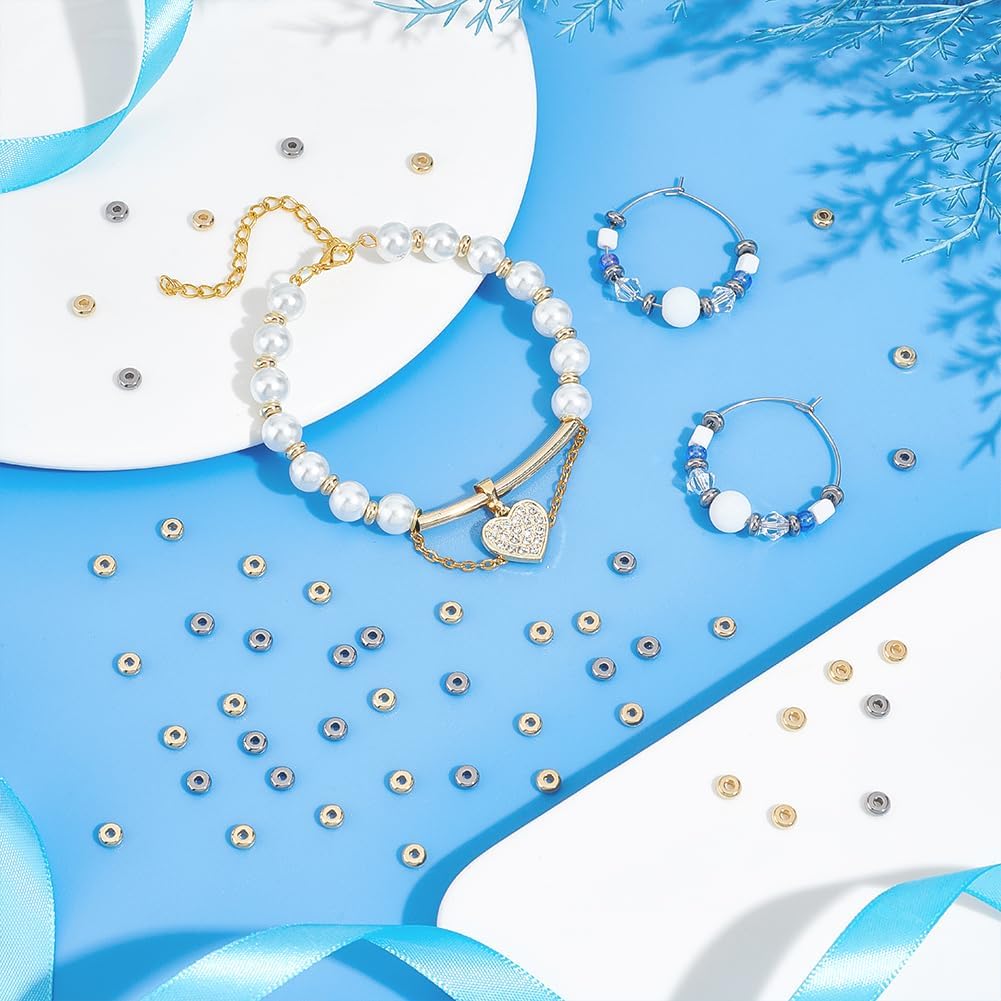 UNICRAFTALE 100 Pcs 2 Colors Stainless Steel Spacer Beads - 5mm Flat Round Loose Beads for DIY Bracelet Necklace Jewelry Making - Image 2