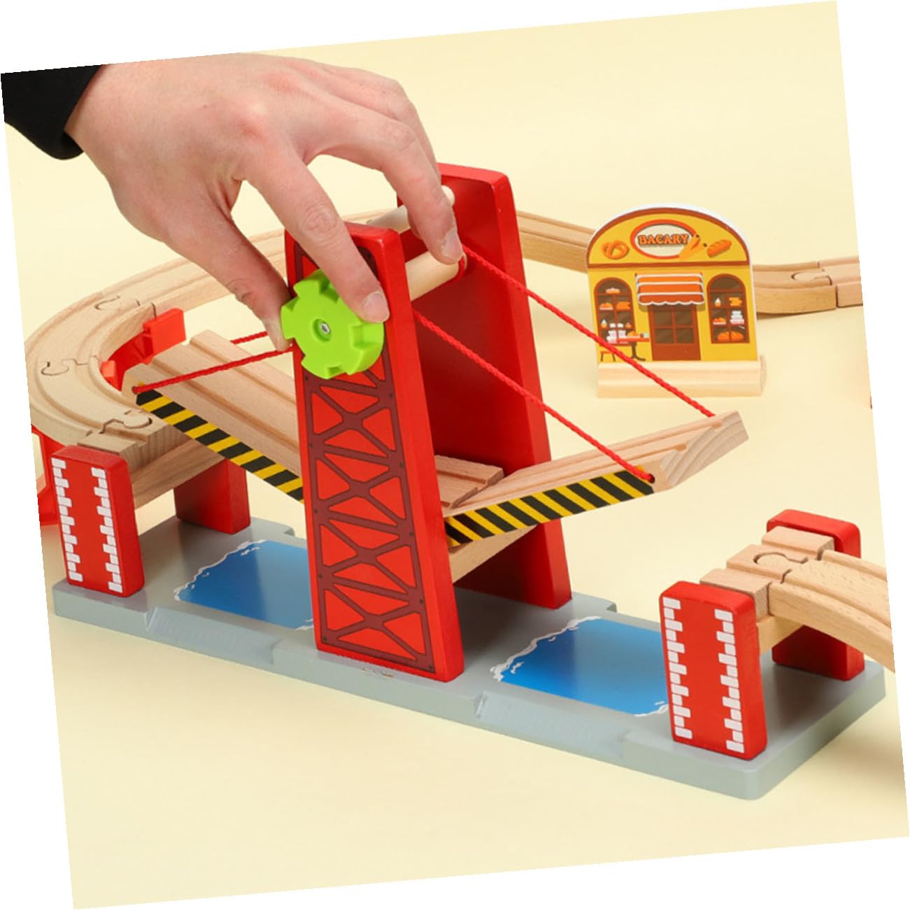 Eisenbahnbrücke Rot 1 Satz Kunststoff Holz für Kleinkinder | Selbstgemacht Spielzeug mit Zugbrücke, Easy To Build Track, Weihnachten und Feiertage