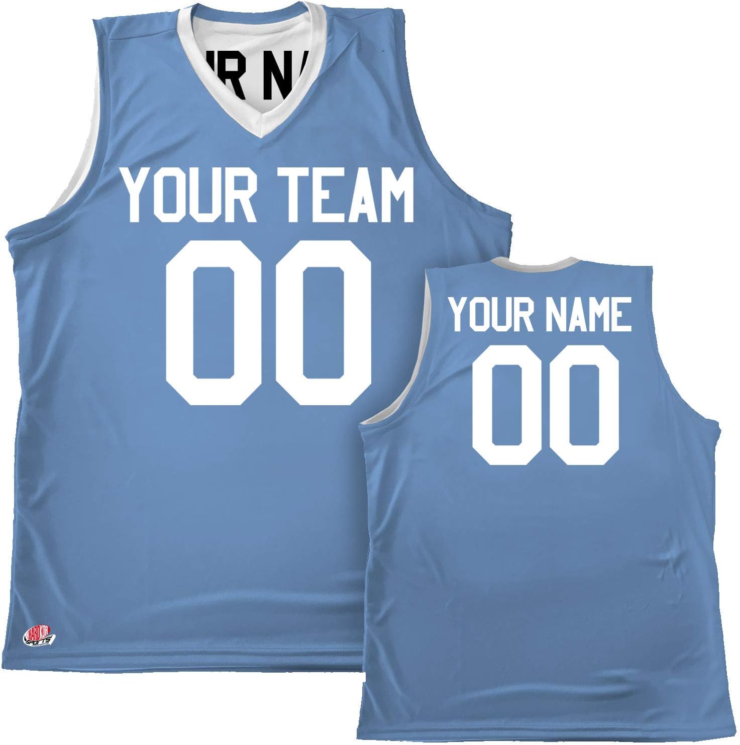 Silky Feel Reversible Custom Basketball Jersey Adult med Light Blue & White