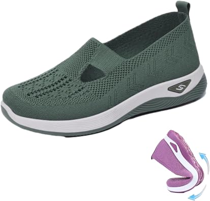 Shoes for Women, Summer Breathable Non-Slip Soft Sole Elderly Shoes, Womens Casual Orthopedic Walking Flats for Middle-Aged and Seniors
