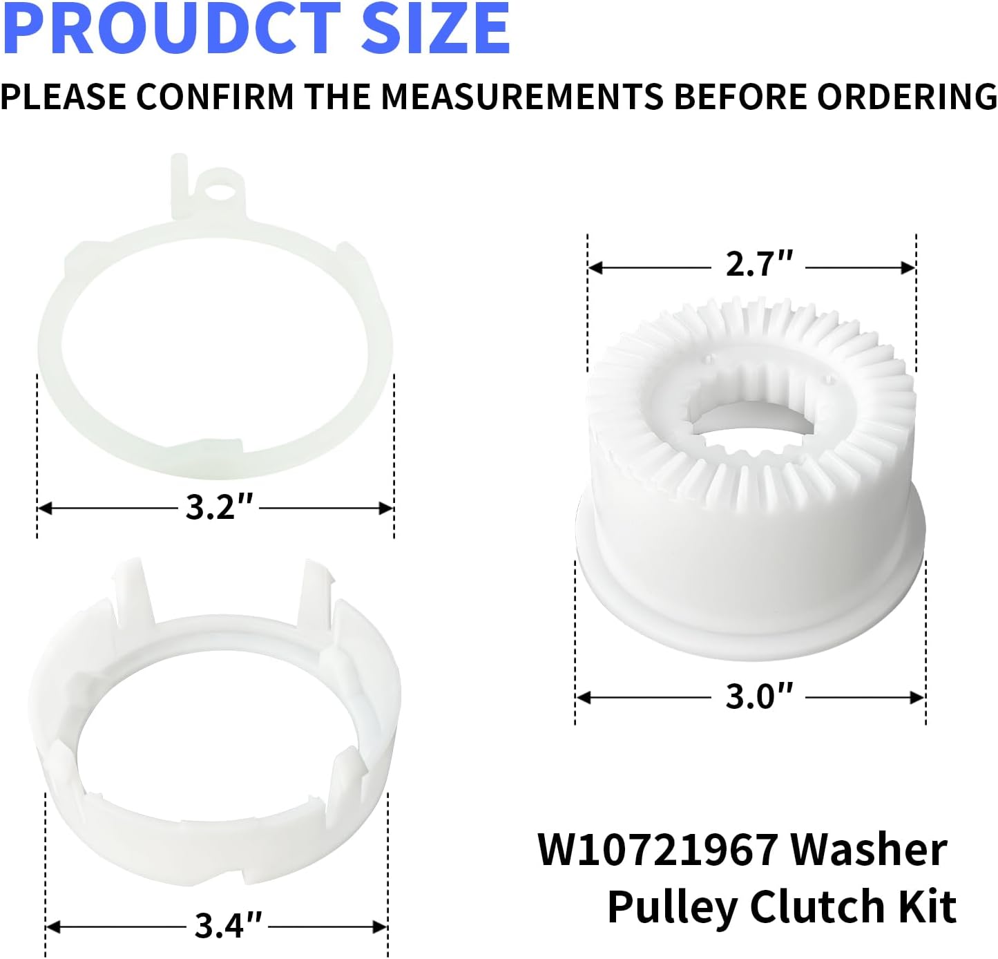 W10721967 Washer Pulley Clutch Kit, W10006384 Washer Drive Belt Replacement Kit Compatible for Whirlpool Kenmore Maytag Washing Machine Replaces PS10057144 W10006354 W10006356 W10239973
