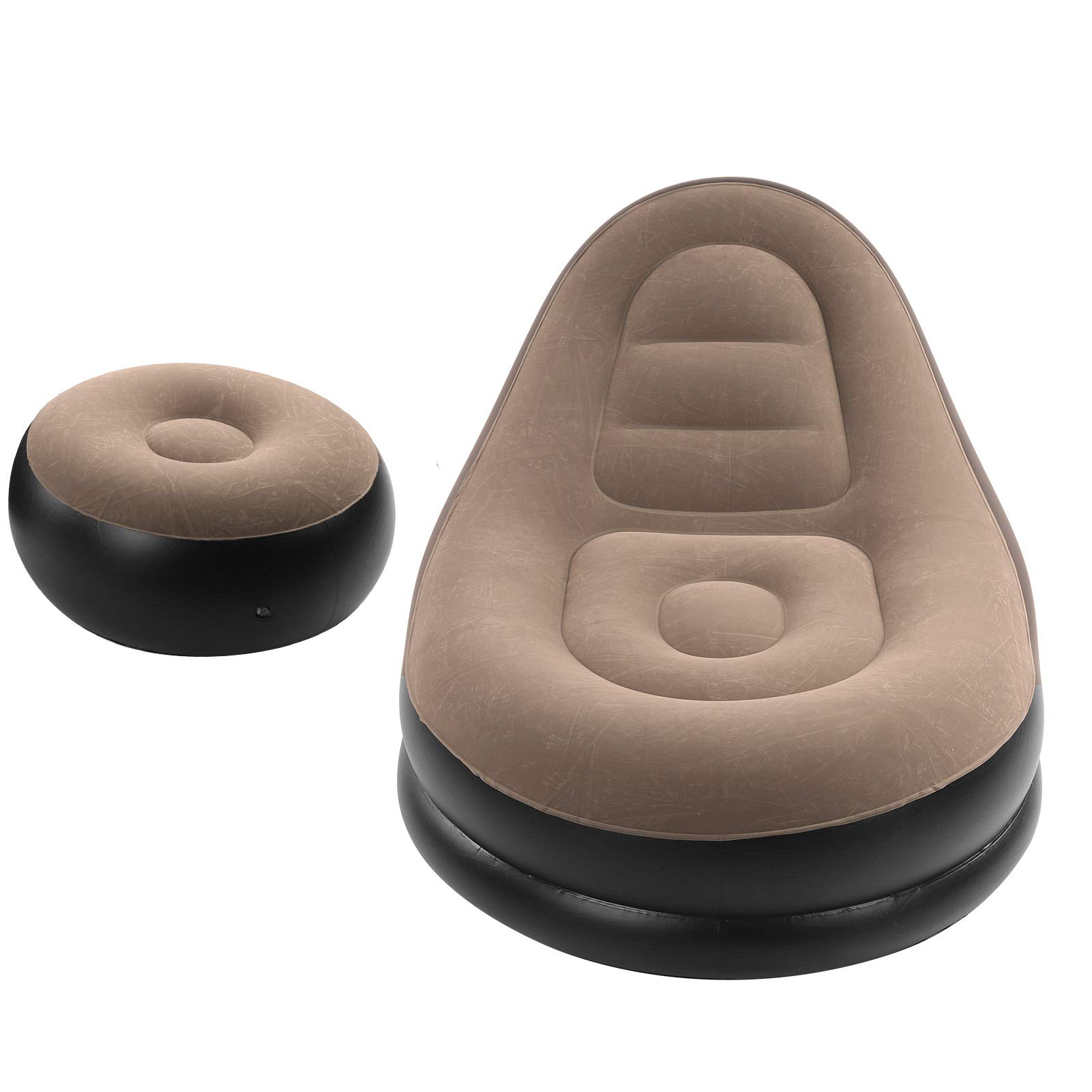 2 Piezas Sillon Hinchable, PVC y Tejido Flocado Sofa Hinchable Elegante y Sencillo Sofa Inflable Camping Perezoso Comodo, Simple Inflar Desinflar, Muy Adecuado para Interiores y Exteriores