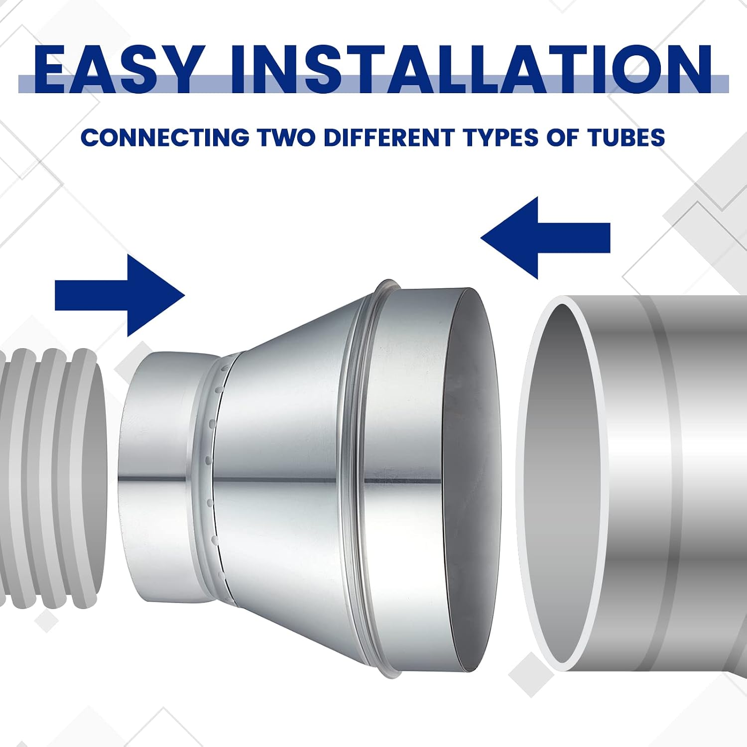 Dunzy 2 Pcs Duct Reducer 6 to 4 Inch Air Ducting Reducer Increaser Air Duct Adapter Round Galvanized Steel Ducting Connector for Bathroom Kitchen Inline Ventilation Systems