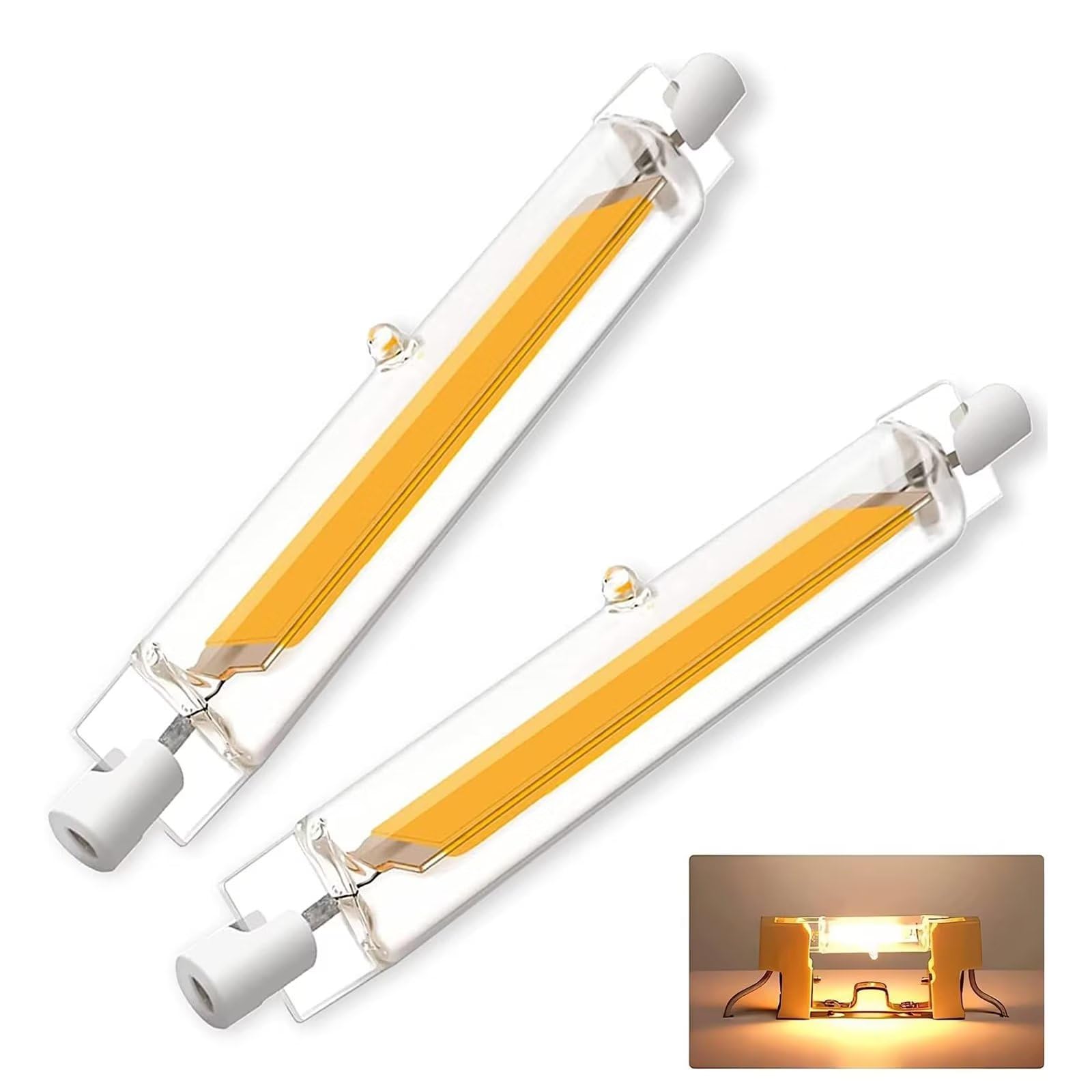 R7S LED 78mm Bulb 10w Dimmable, R7S LED Bulb 78mm Warm White 3000k Light, COB Double Ended Reflector Linear Lamp, R7S Lamp Base Floodlight Linear Light, 1000lm, 360° Beam Angle, 2 Pack