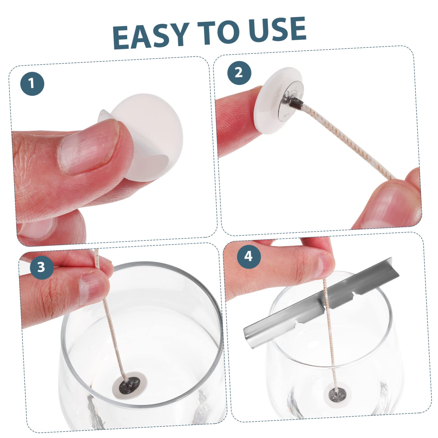 PERSELOSO Essential Candle Making Tools 120 Wicks 6 Wick Holders 5 Stickers for DIY Container Pillar Candles