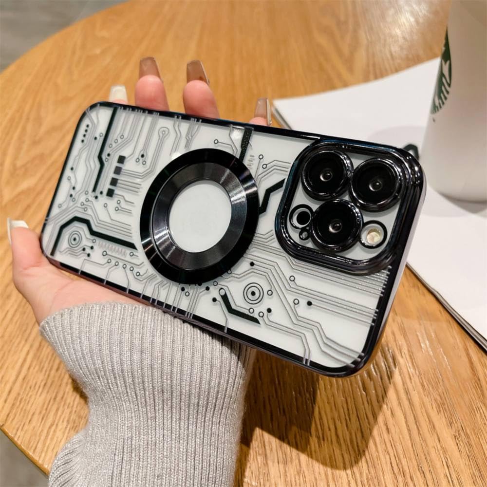 Coque pour iPhone 13 Pro placage transparent magnétique souple noir