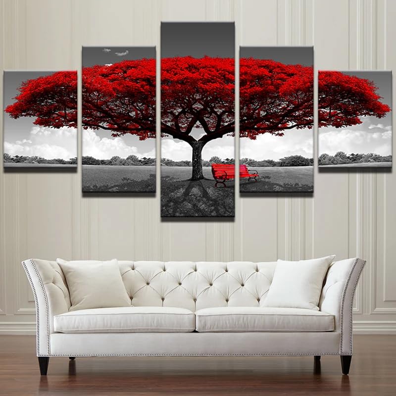 Paysage d'arbres rouges tableau déco pour créer un salon chaleureux