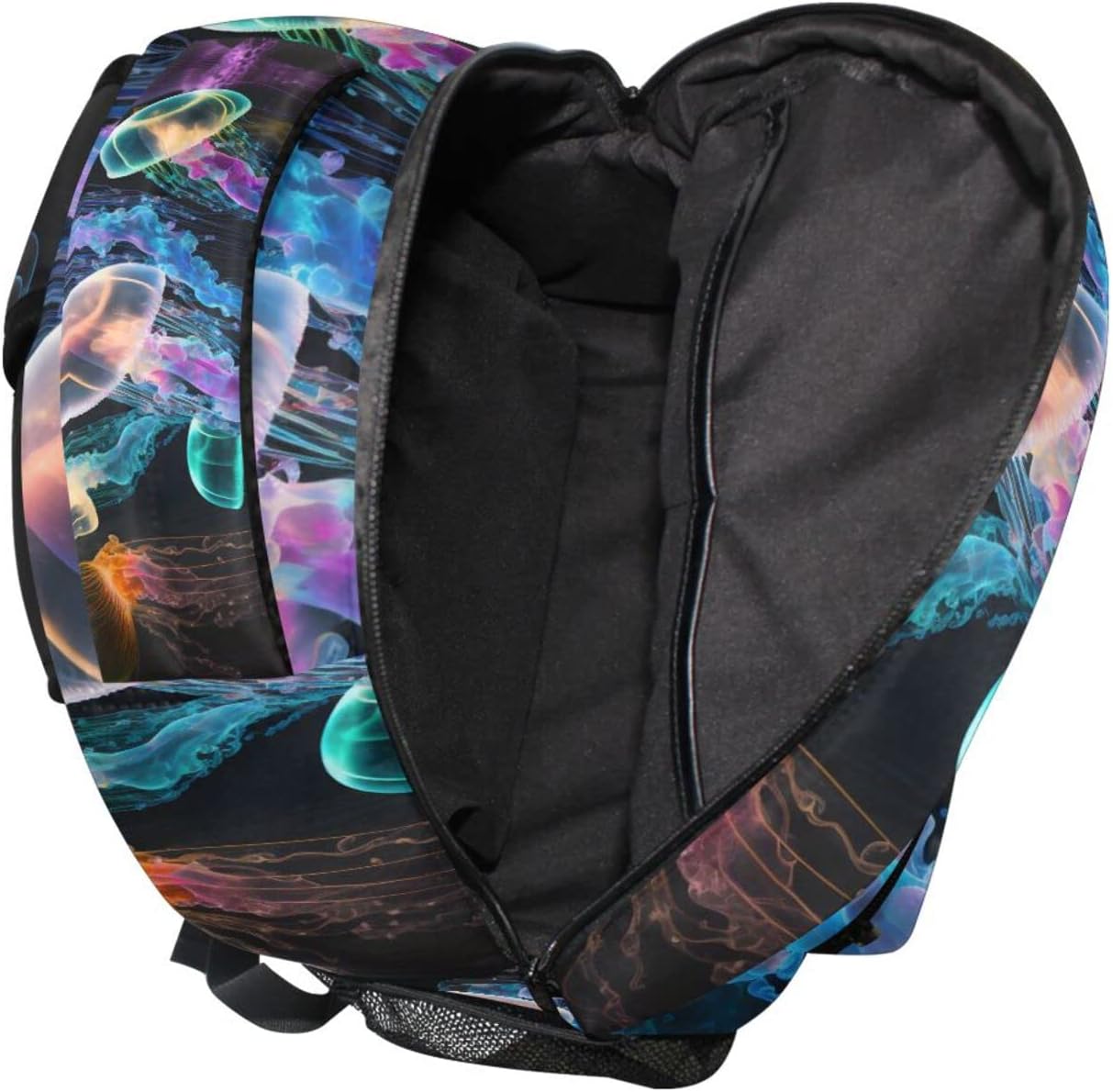 Vnurnrn Kids Travel Backpack for Boys Girls, Glowing Sea Jellyfish Print Large Capacity with Name Tag Slot