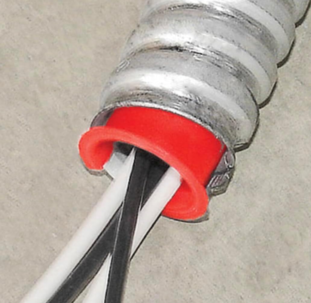 Electrical Anti Short Bushing Red Head MC/BX Cable bushing for 14/2-12/2 MC Wire Trade Size 5/16 Anti Short Bushing (105)