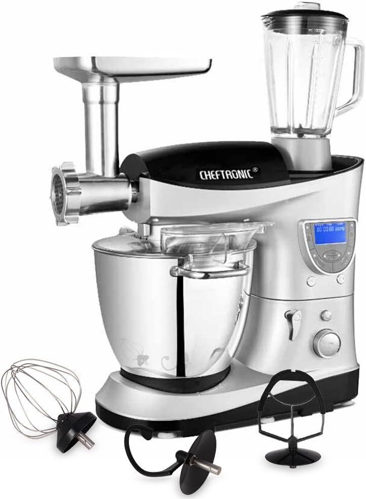 4 In 1 Multifunction Kitchen Stand Mixer SM-1088, 1000W 7.4QT Precise Heat Stainless Mixing Bowl with Meat Grinder Blender for Mother's Day, Xmas, Wedding, Birthday Gift