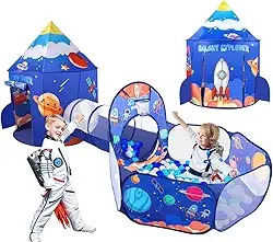 Barraca 3 Em 1, Astronauta Espaço Foguete Linda Toca Túnel Cesta Basquete, Toca Túnel, Brinquedoteca Para Casa Ao Ar Livre, Piscina de Bolinhas 120*95cm/Piscina de Bolinha 120*120cm/Túne 106*47cm