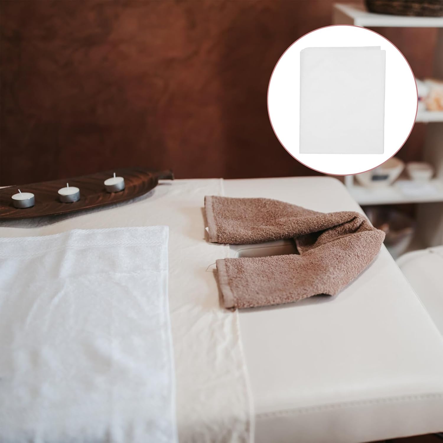 Disposable Massage Table Sheets 100pcs Non-woven Bed Sheets for Spa Travel with Hole Breathable Waterproof White 190x80cm