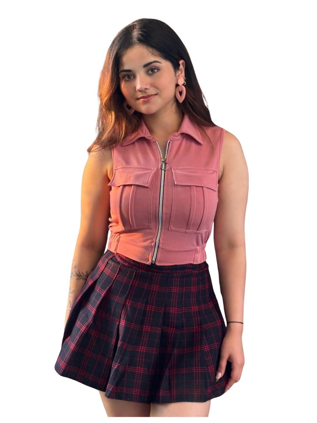 tandul Women's Solid Pink Cotton Blend Top Regular Fit Sleeveless Top for Womens Soft & Breathable & Comfortable Outfits for Office, Casual, Festive & Party (11658)-picture-41