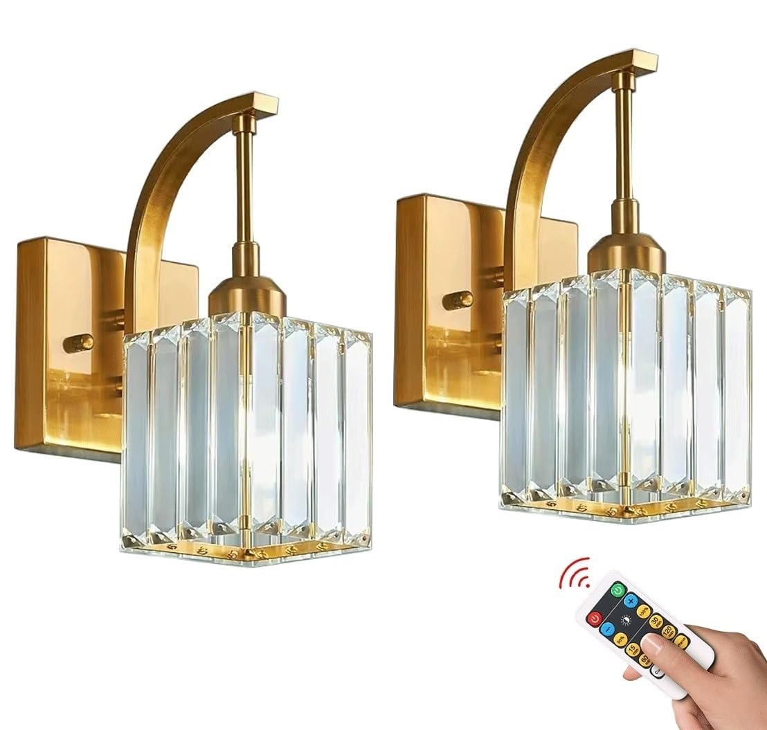 Lampada da Parete Moderna Ricaricabile in Vetro di Cristallo, Applique a Batteria, lampade Senza Fili per Bagno, Specchio, Camera da Letto, Veranda, Soggiorno
