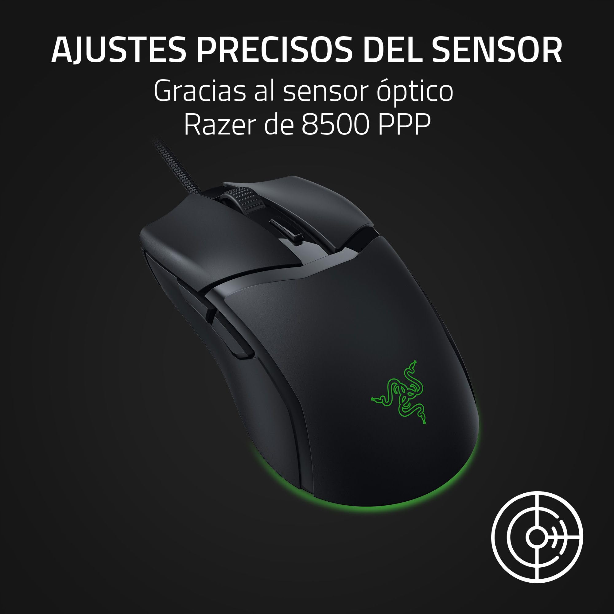 Razer Cobra - ratón para juegos con cable ligero Chroma RGB (57 g, interruptores ópticos Gen-3, iluminación Chroma con brillo degradado en la parte inferior, ajustes precisos del sensor) Negro