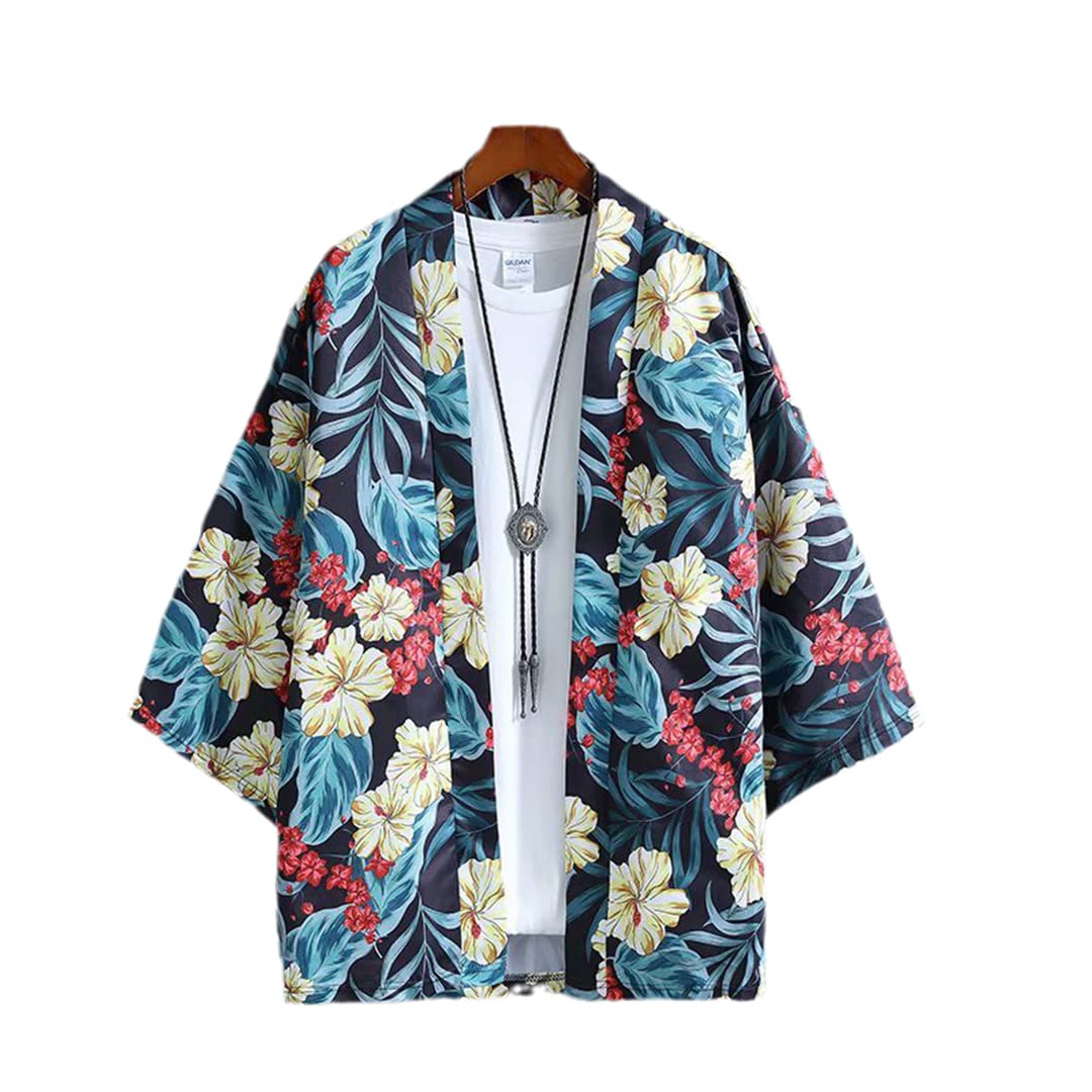 Efloorcoration Kimonos japoneses Yukata verano Japón Streetwear hombre playa kimono cardigan camisa blusa para hombres unisex