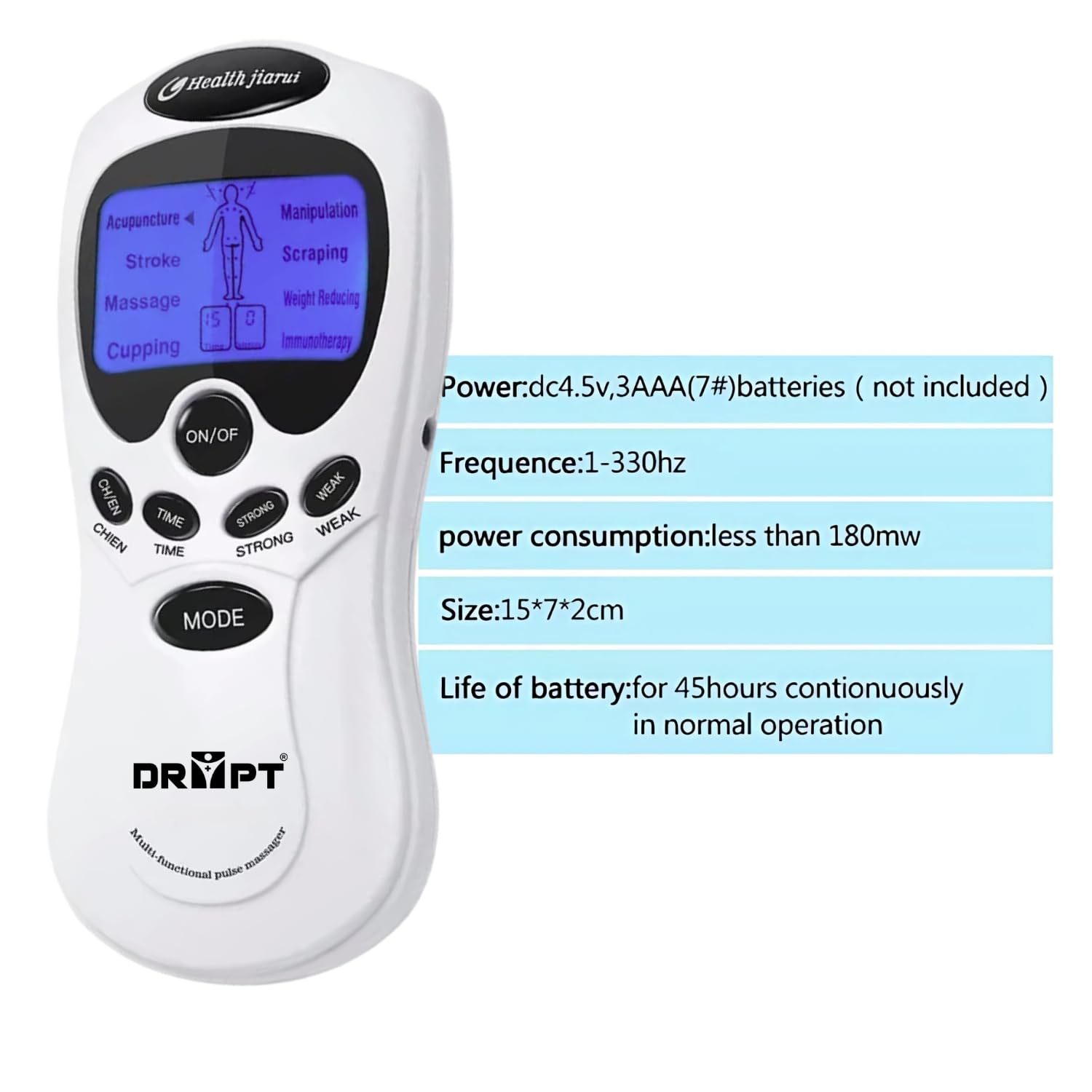 DR PT Battery Powered Digital Therapy Machine Electronic Pulse Massager Muscle Whole_Body Stimulator Tens, 8 Mode (with 4 pads Massager) DR PT Battery Powered Digital Therapy Machine Electronic Pulse Massager Muscle Whole_Body Stimulator Tens, 8 Mode (with 4 pads Massager)