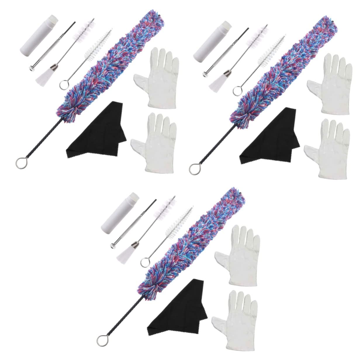 Milisten 3juegos Herramientas De Limpieza Para Saxofón Paño Hidrofílico Cepillo y Guantes Para Cuidado De Instrumentos Musicales