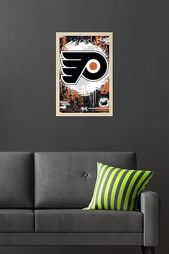 Vista 70 de Trends International NHL Philadelphia Flyers - Póster de pared Maximalist Logo 23, 14.72 x 22.37 pulgadas, versión enmarcada en bronce Versión